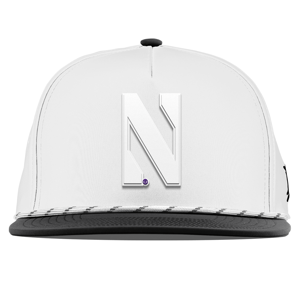 Northwestern University "Vintage Northwestern Block" Flat 5 Panel Rope White/Black
