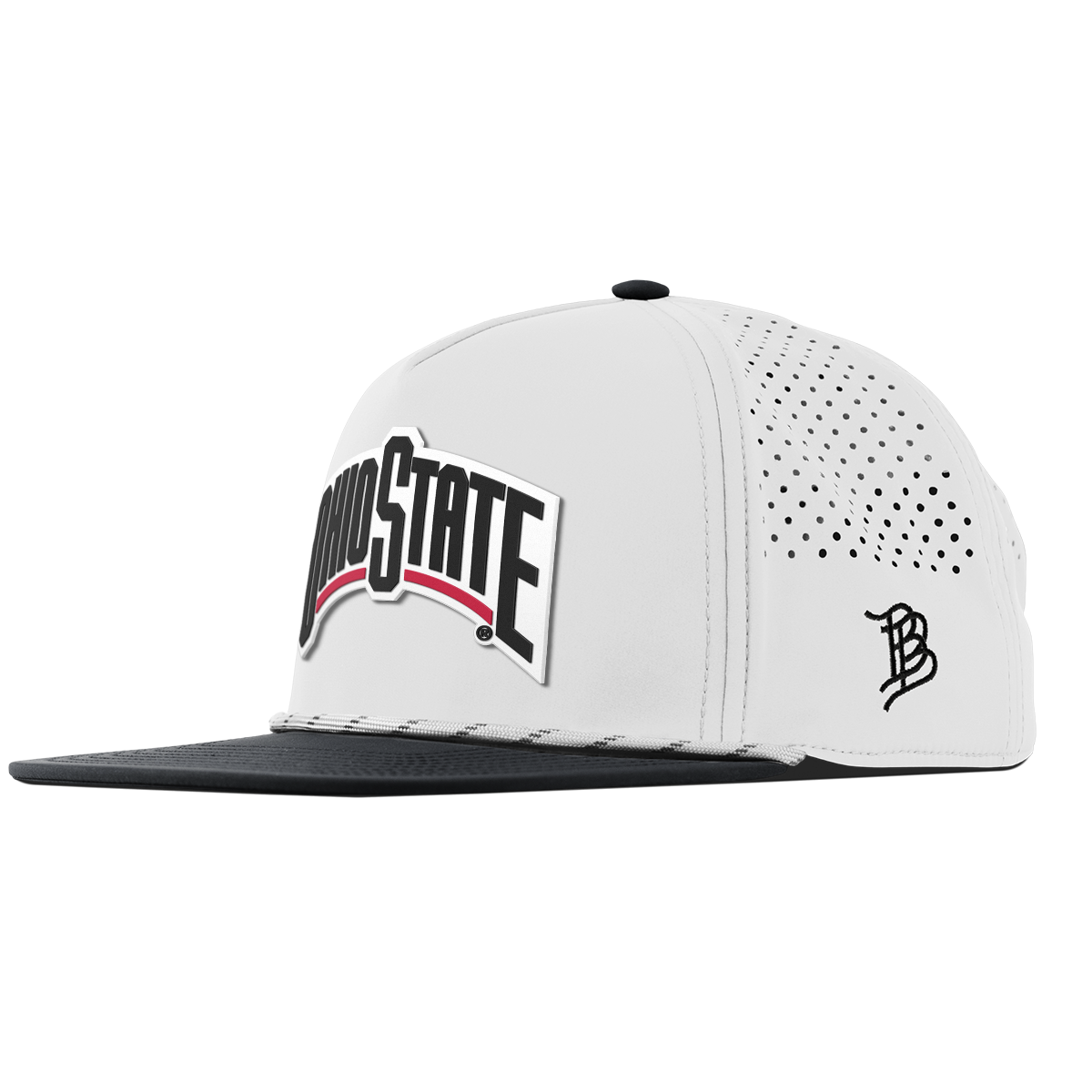 Ohio State University "Vintage Ohio State Block" Flat 5 Panel Rope White/Black