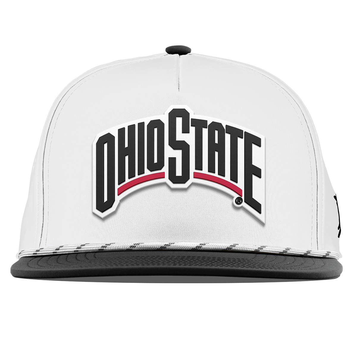 Ohio State University "Vintage Ohio State Block" Flat 5 Panel Rope White/Black