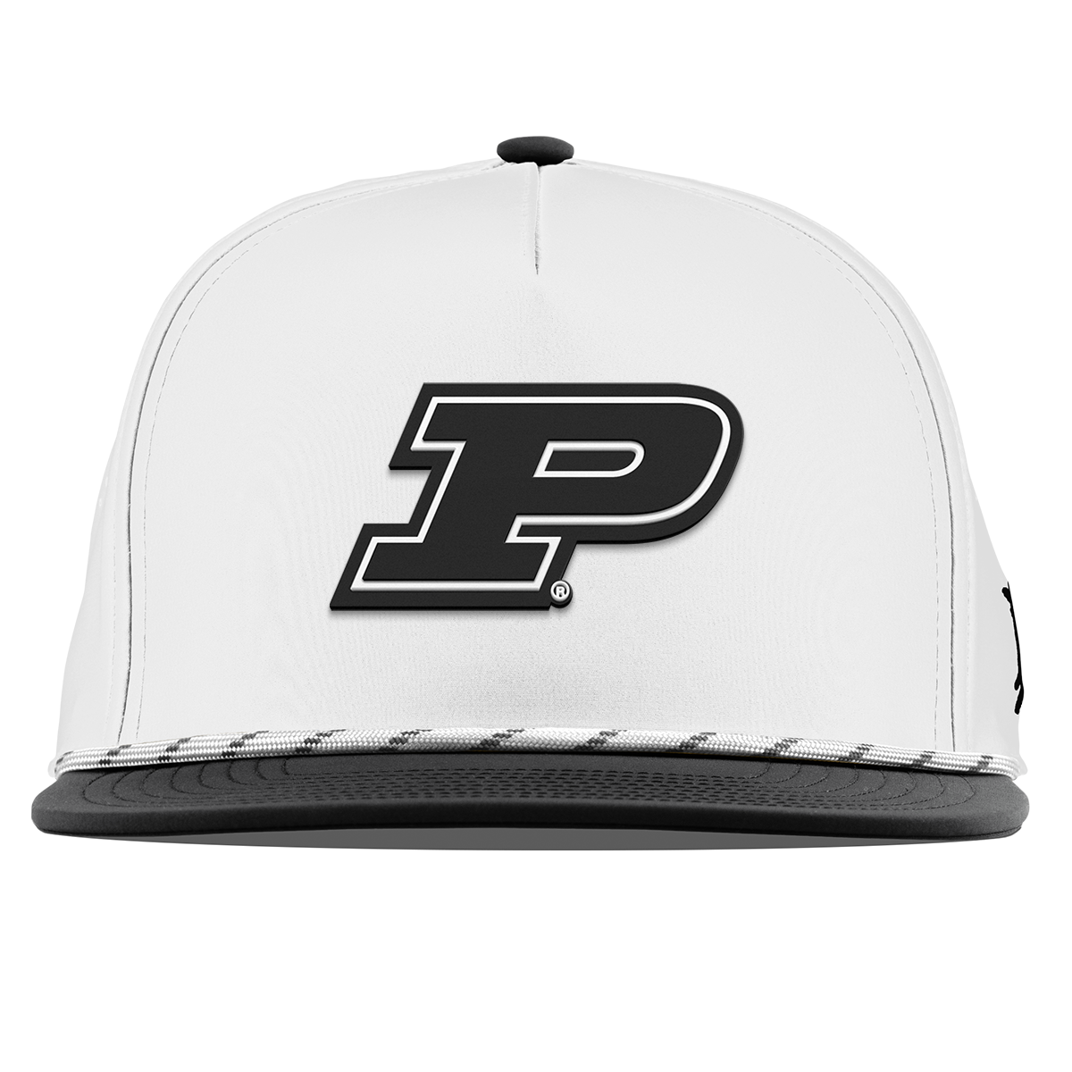 Purdue University "Vintage Purdue Block" Flat 5 Panel Rope White/Black