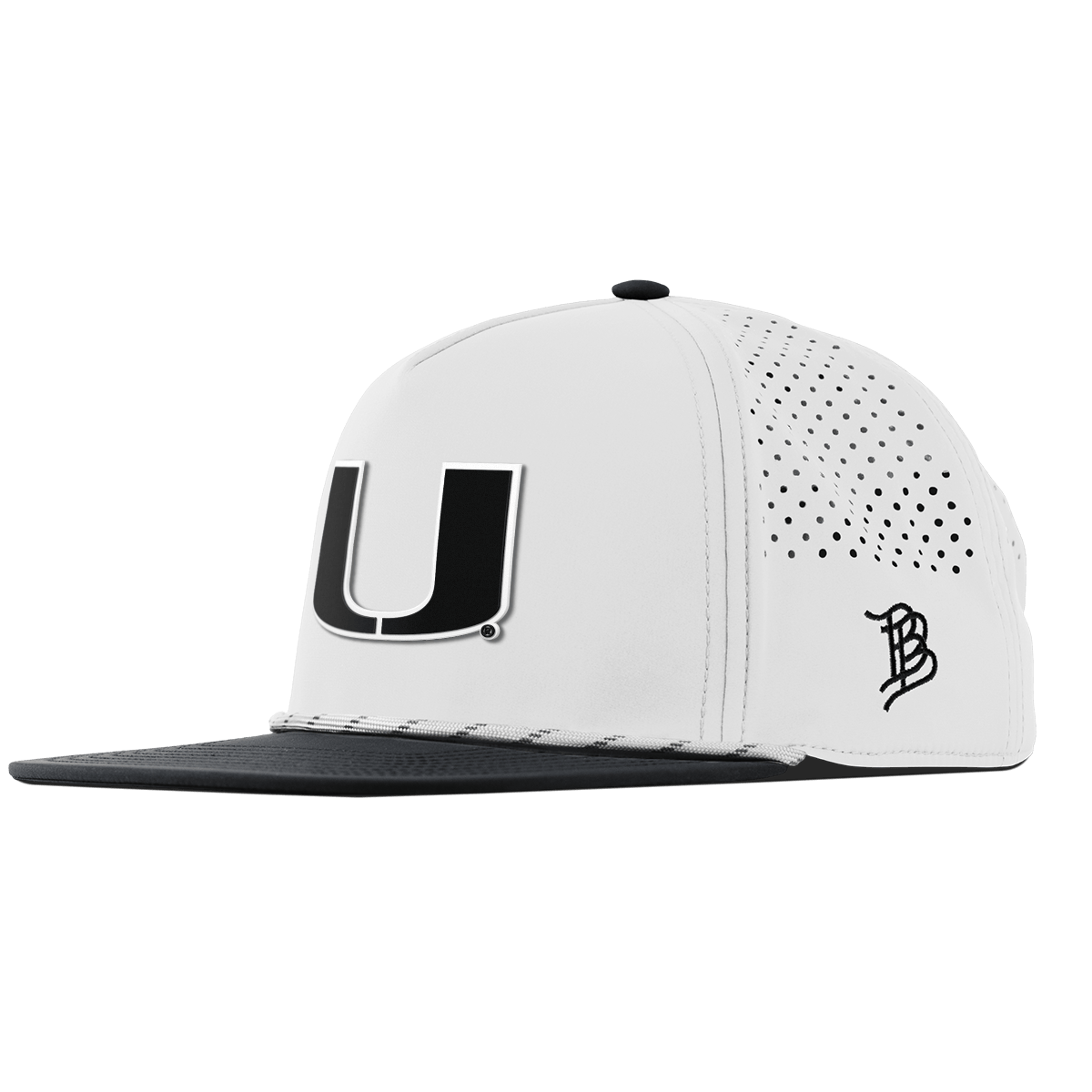 University of Miami "Vintage Miami Team Logo" Flat 5 Panel Rope White/Black