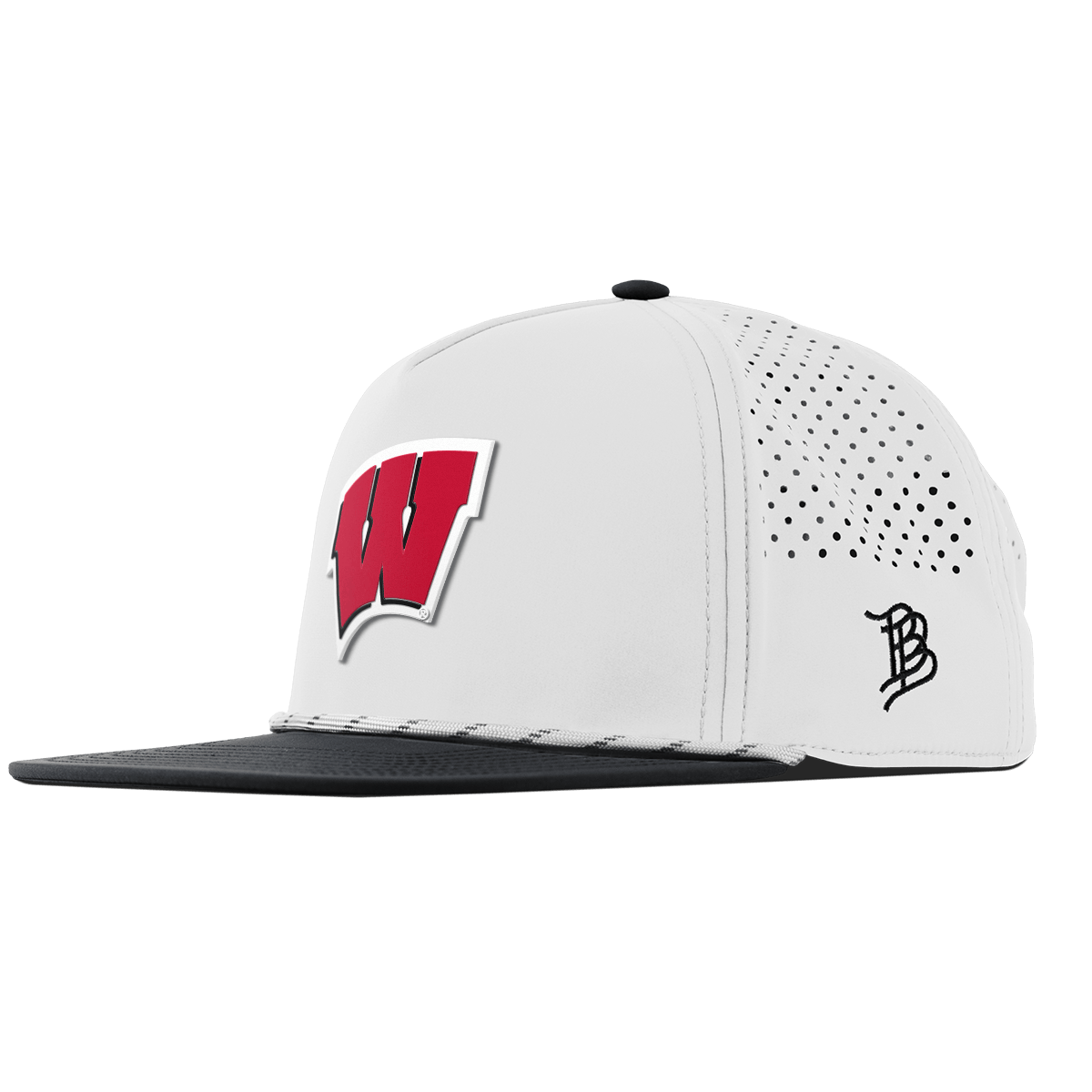 University of Wisconsin "Wisconsin Team Logo" Flat 5 Panel Rope White/Black