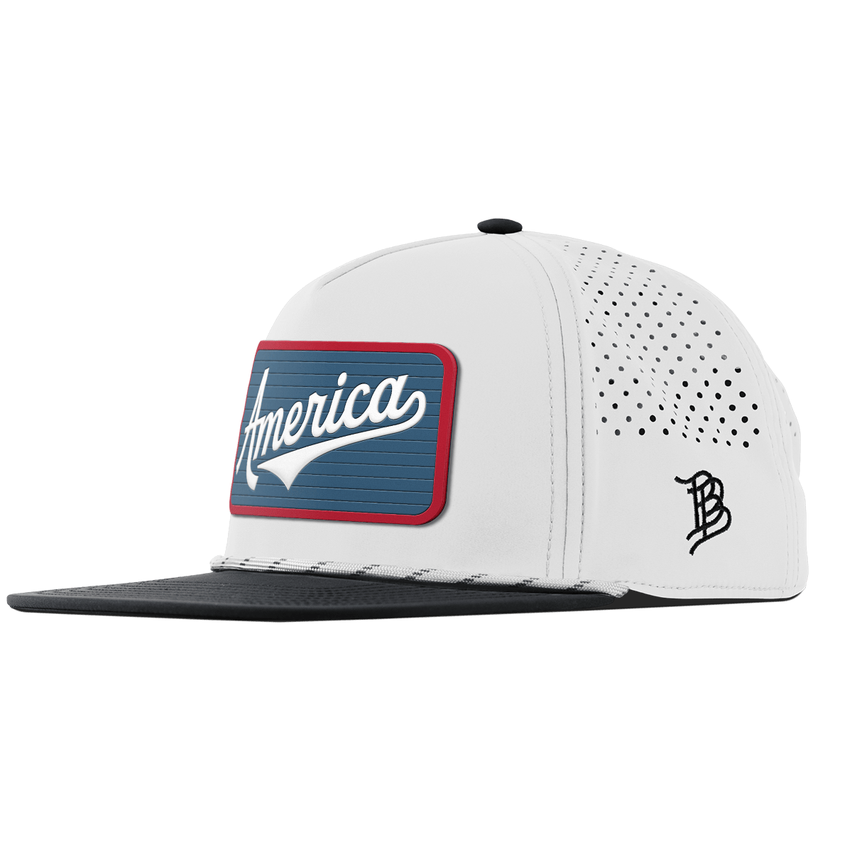XL USA America Badge Flat 5 Panel Rope White/Black