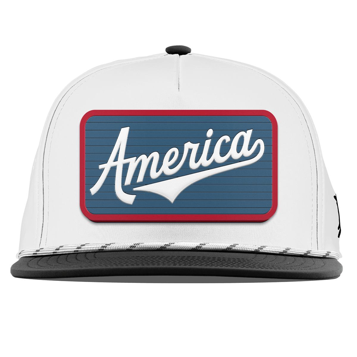 XL USA America Badge Flat 5 Panel Rope White/Black