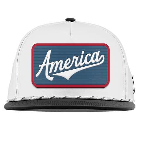 XL USA America Badge Flat 5 Panel Rope White/Black