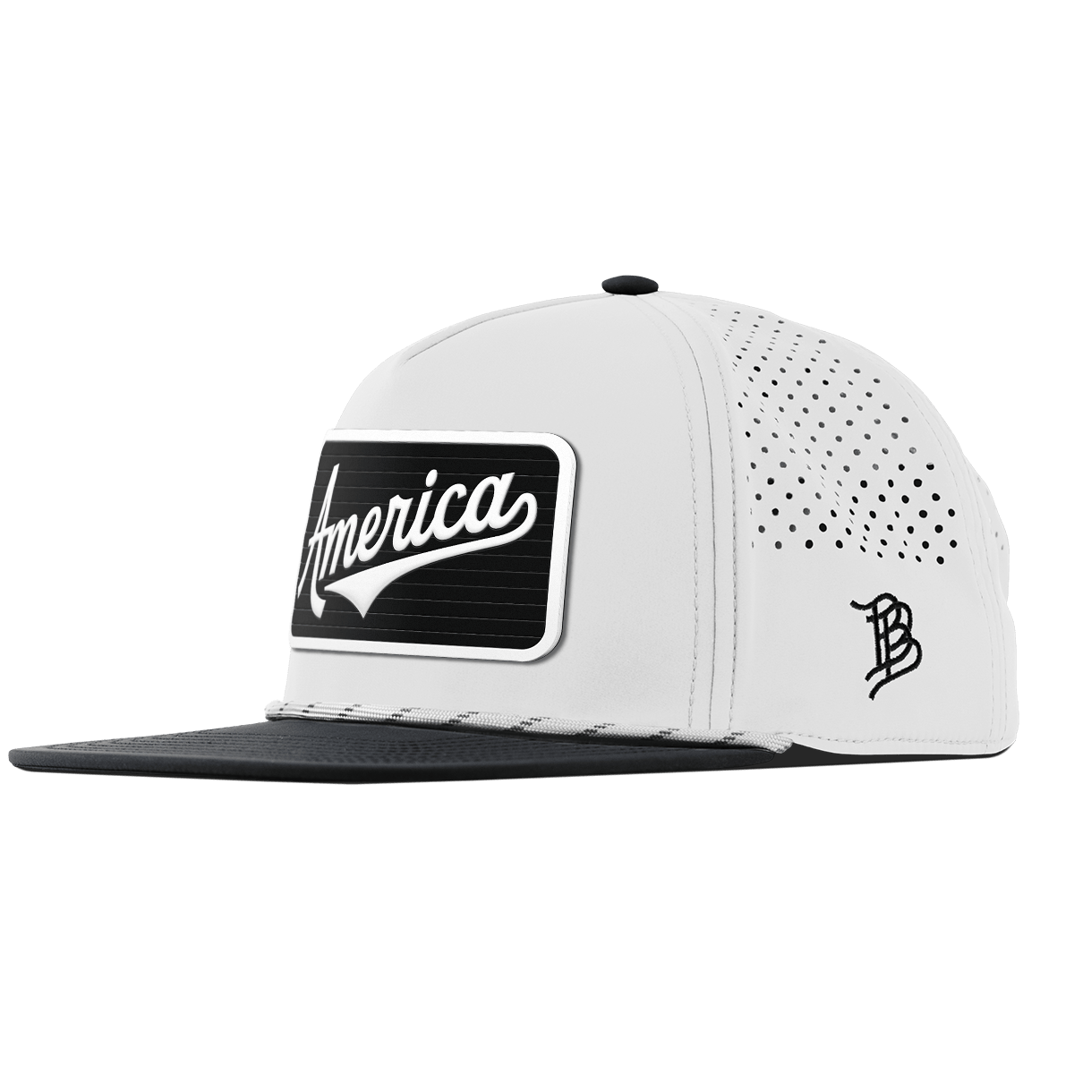 XL Vintage America Badge Flat 5 Panel Rope White/Black