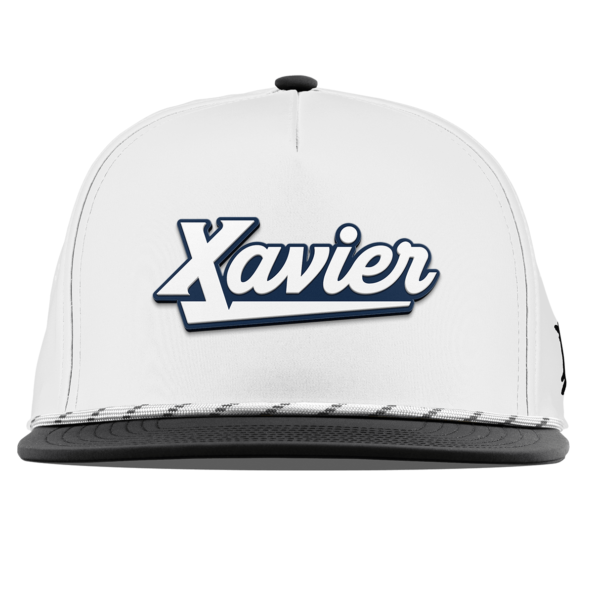 Xavier University "Xavier Script" Flat 5 Panel Rope White/Black