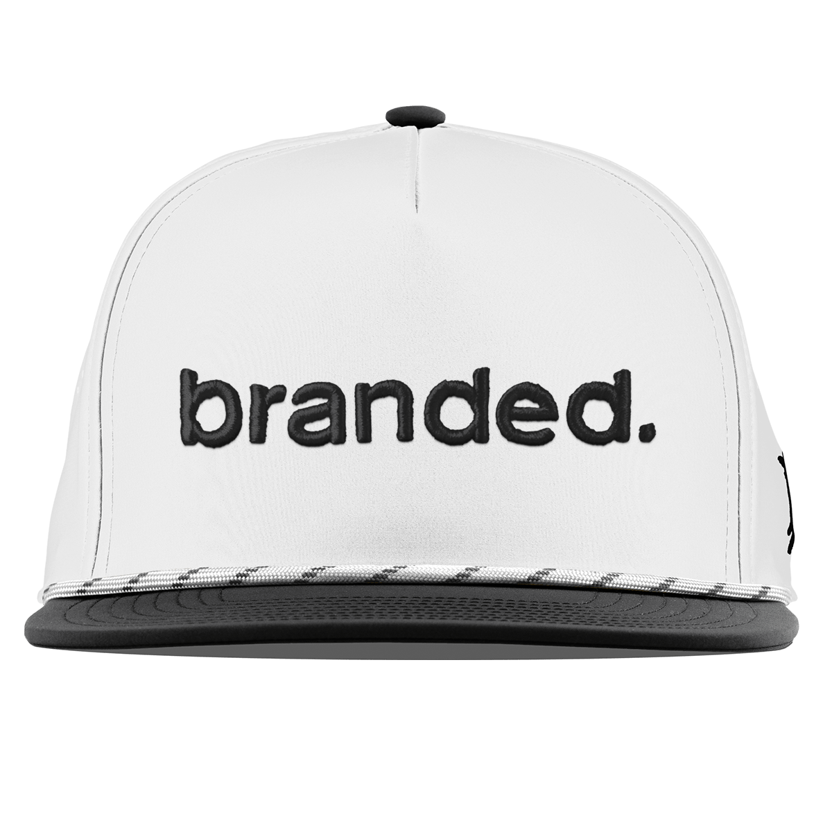 branded. Flat 5 Panel Rope White/Black