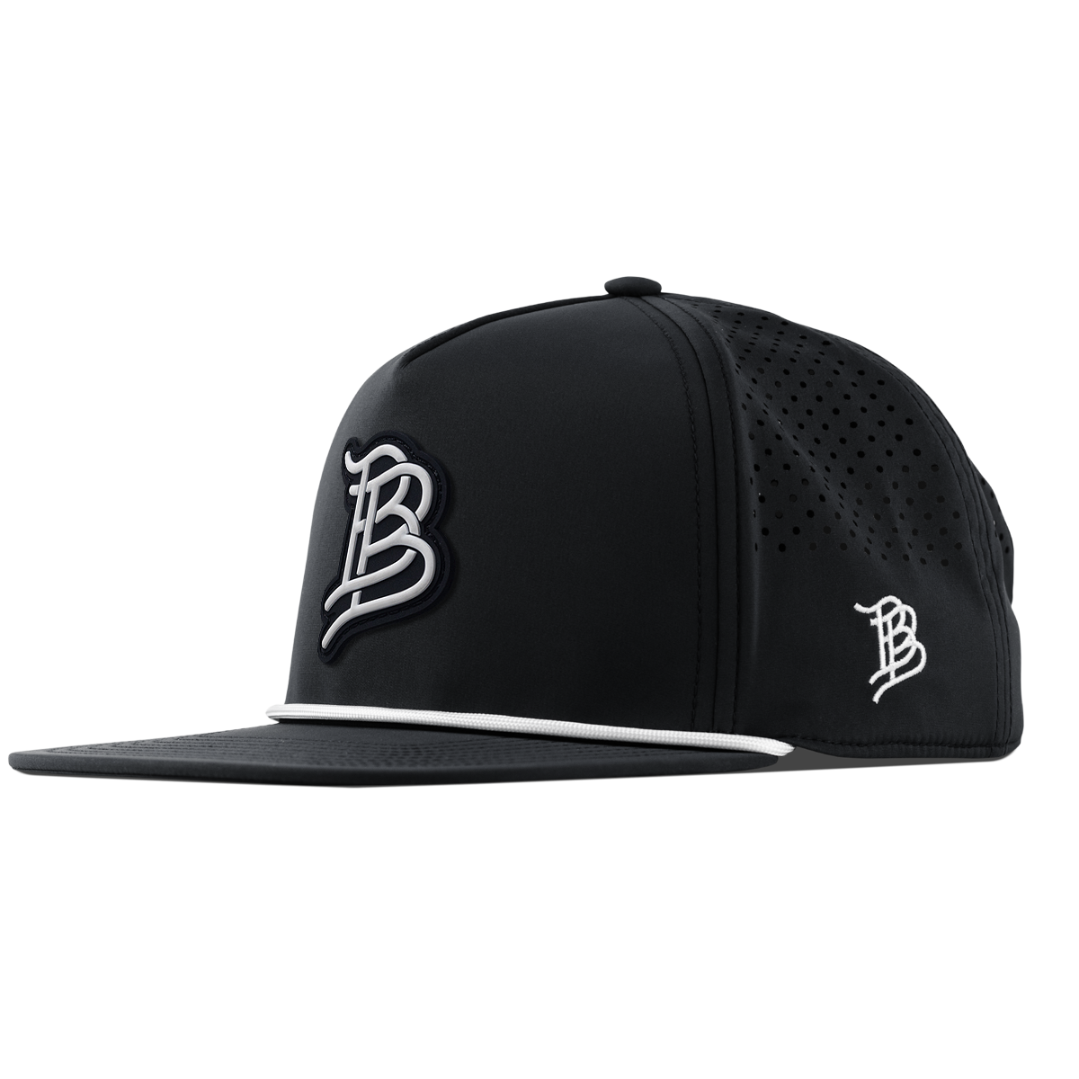 BB Baseball Cutout PVC Flat 5 Panel Rope Black