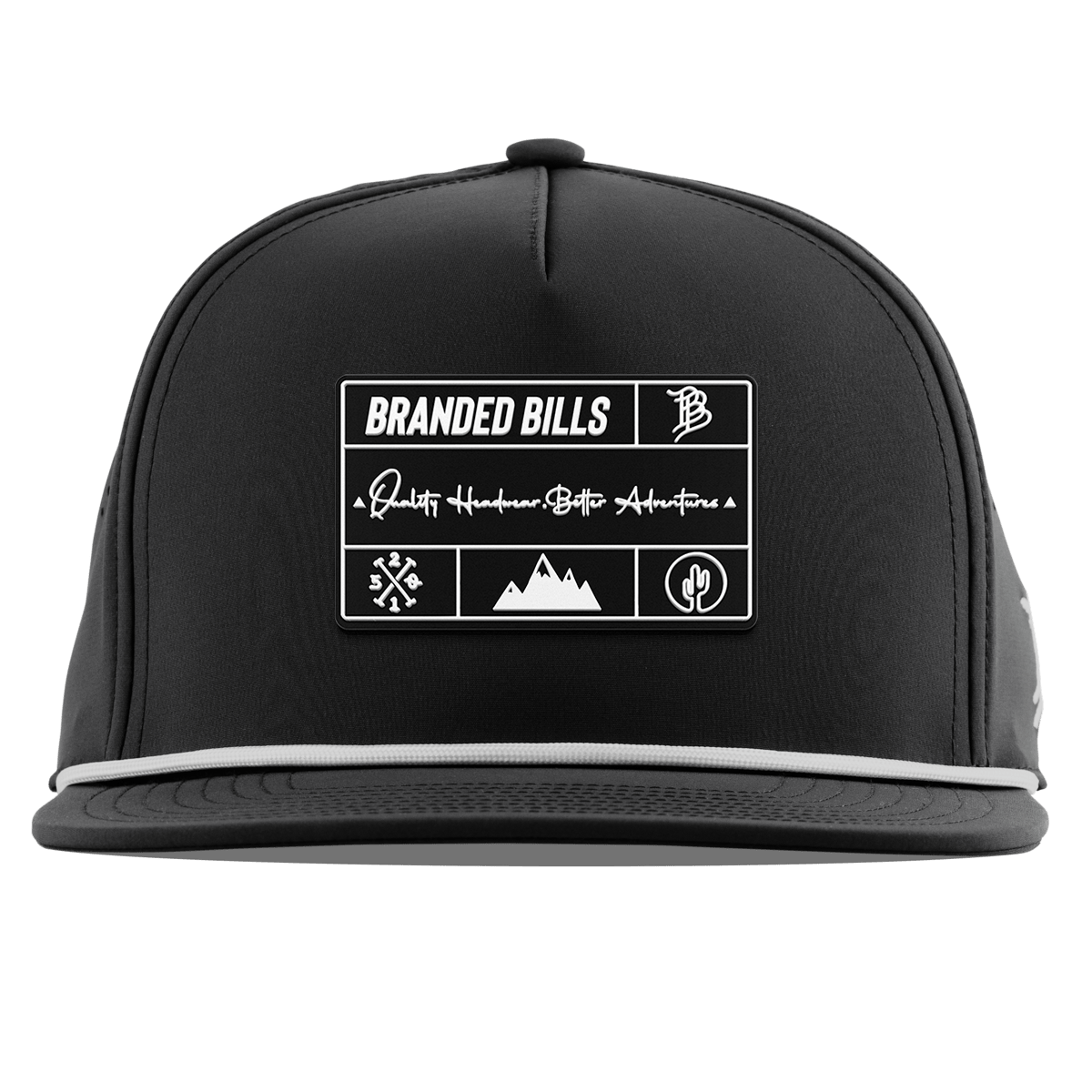 Branded Team Logo PVC Flat 5 Panel Rope Black