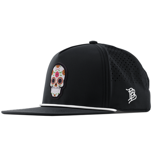 Flower Skull PVC Flat 5 Panel Rope Black