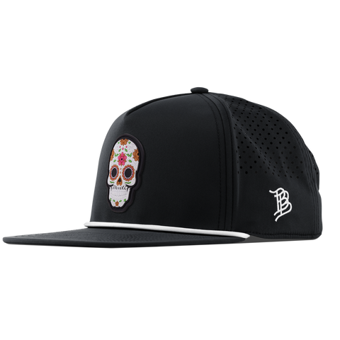 Flower Skull PVC Flat 5 Panel Rope Black