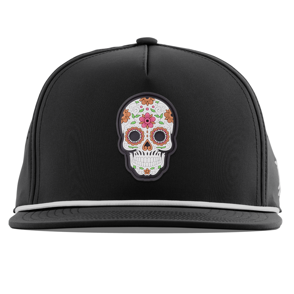 Flower Skull PVC Flat 5 Panel Rope Black