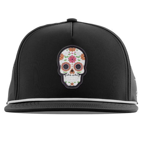 Flower Skull PVC Flat 5 Panel Rope Black