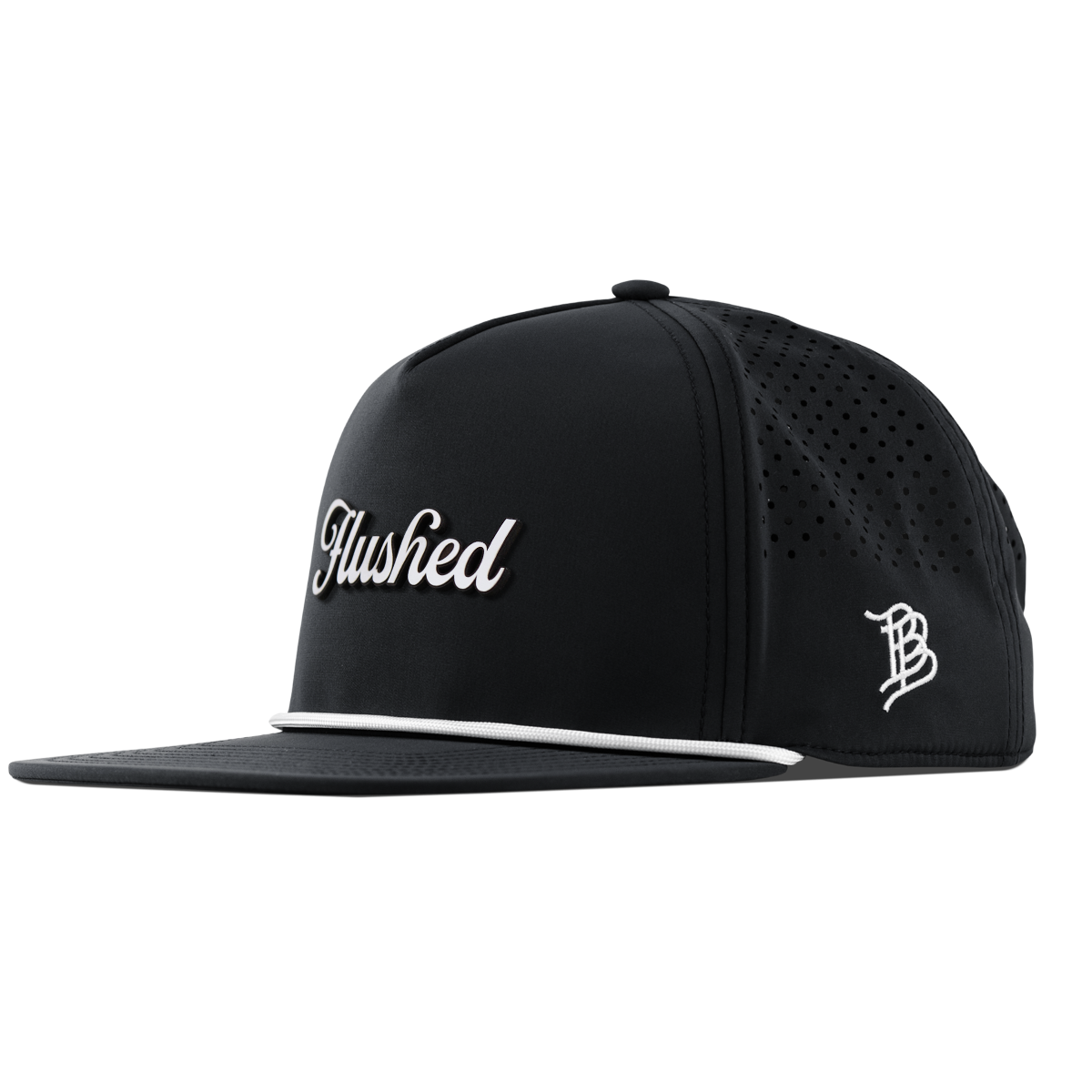 Flushed Script Flat 5 Panel Rope Black