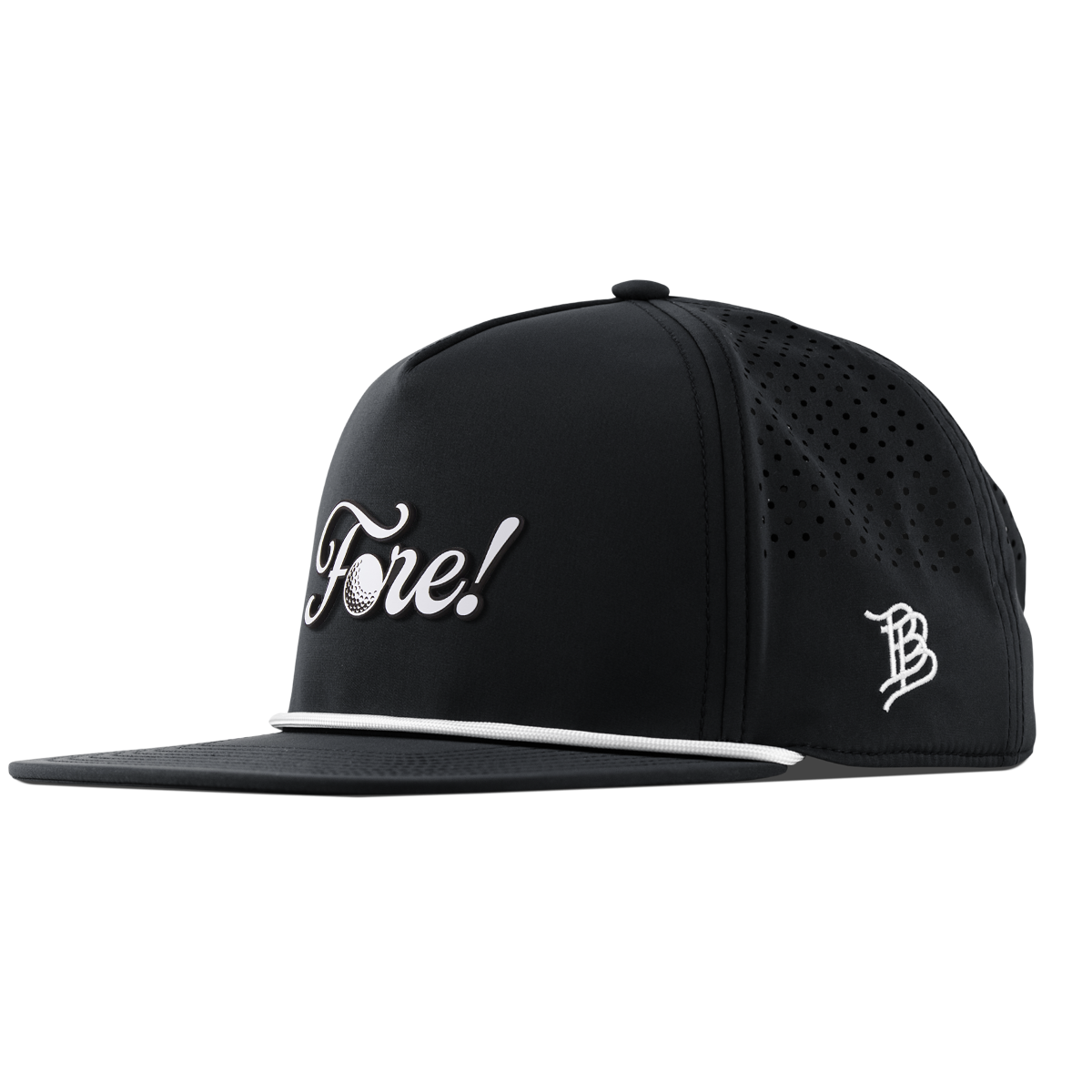 Fore! Script Flat 5 Panel Rope Black