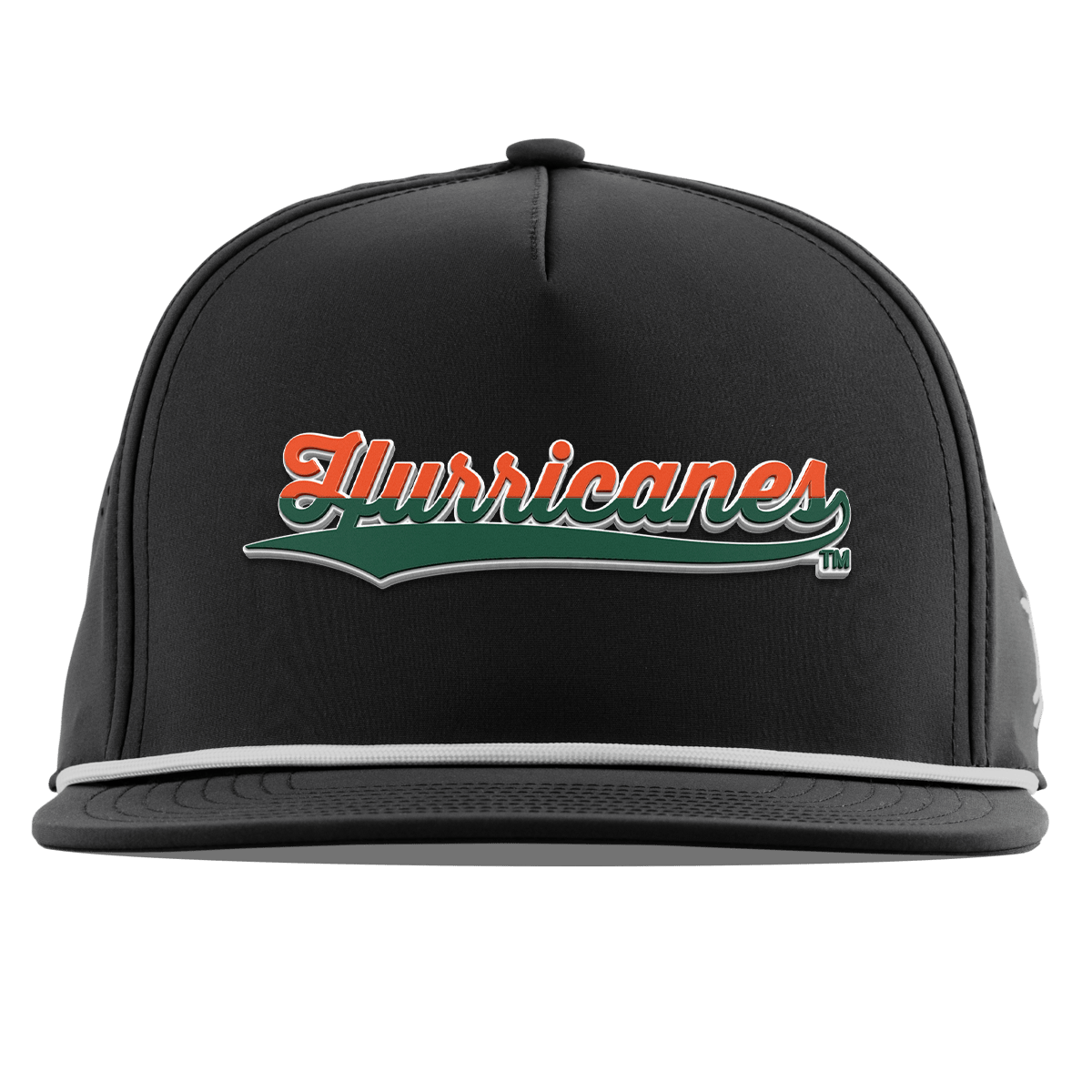 University of Miami "Hurricanes Script" Flat 5 Panel Rope Black