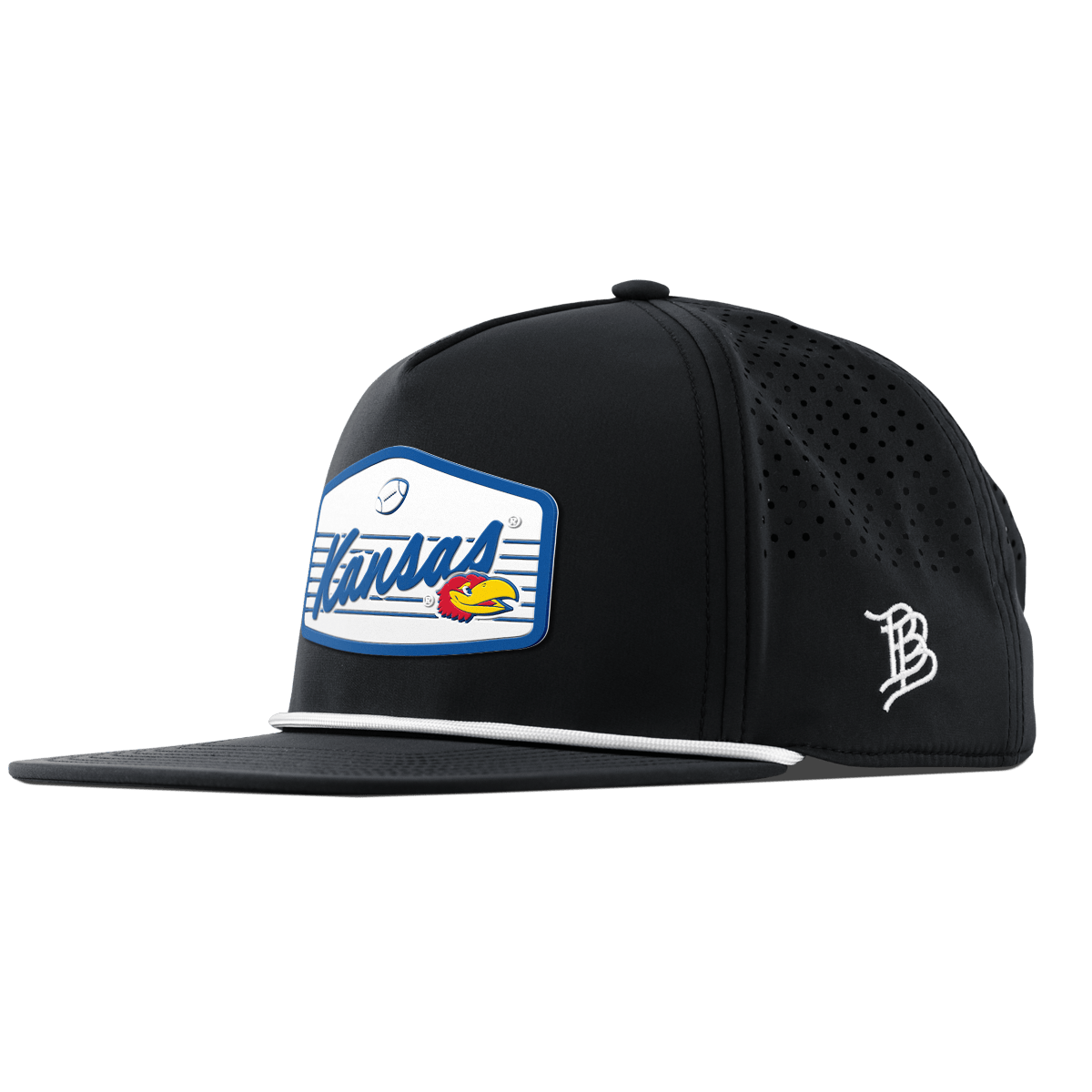 University of Kansas "Jayhawks Football" Flat 5 Panel Rope Black