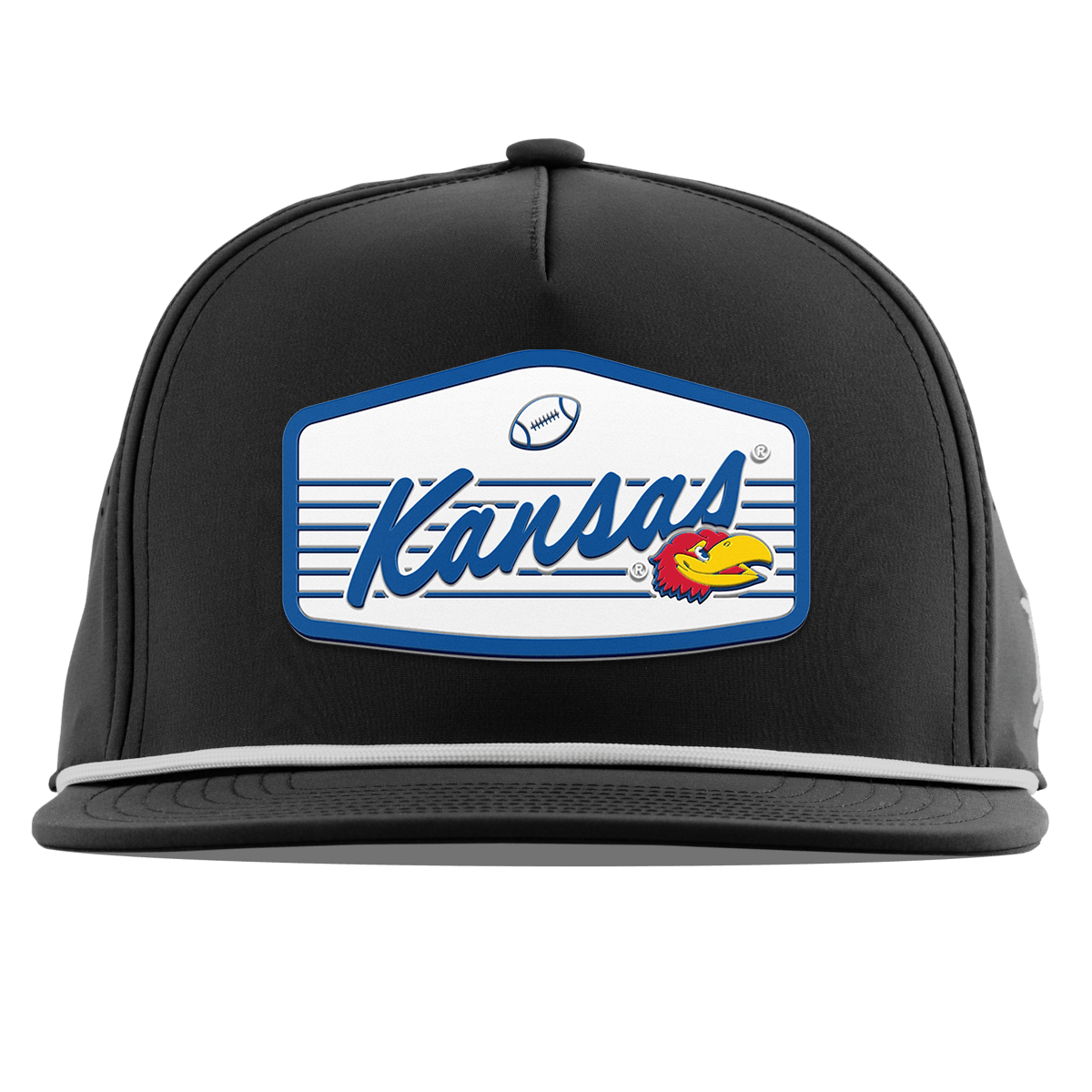 University of Kansas "Jayhawks Football" Flat 5 Panel Rope Black