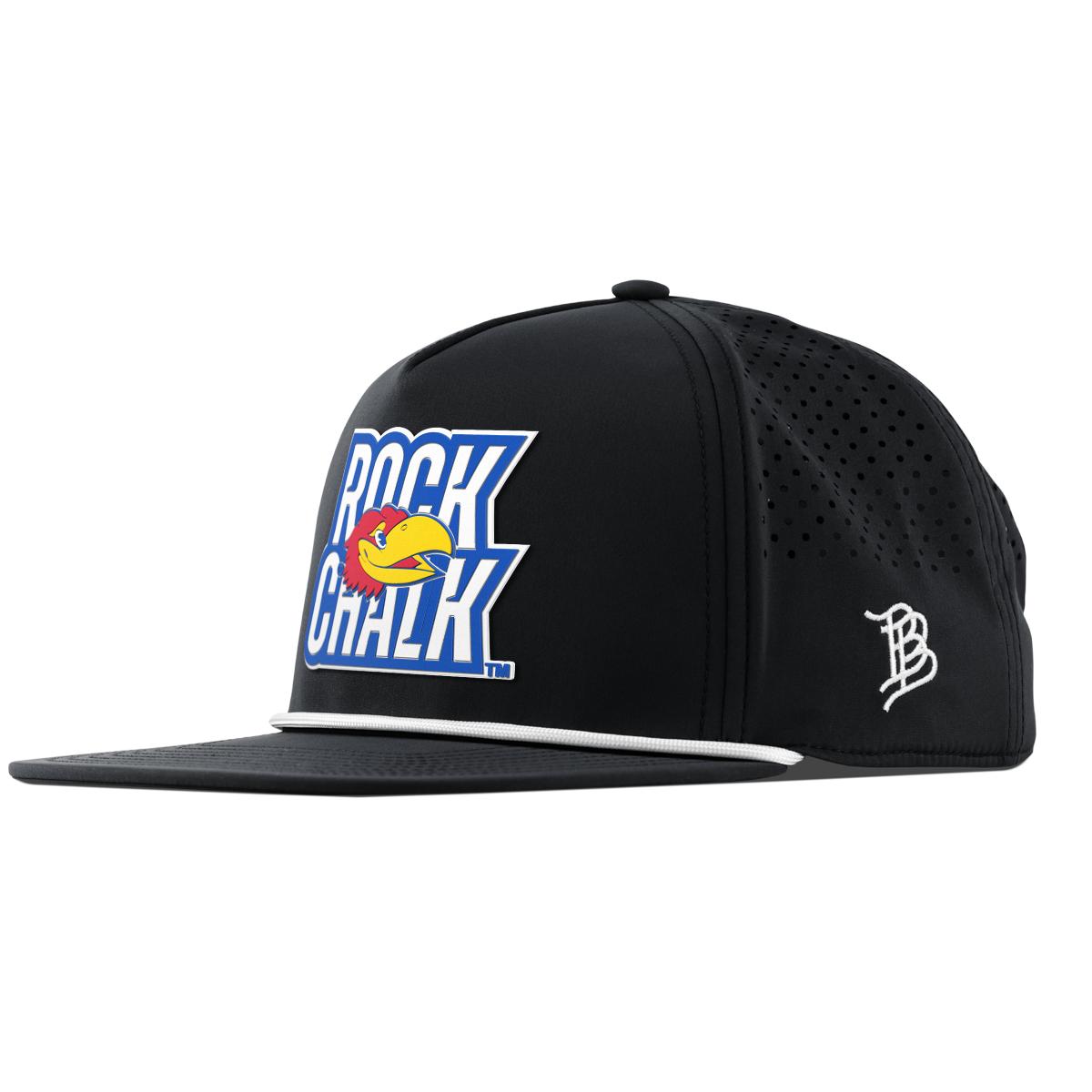 University of Kansas "Kansas Rock Chalk Block" Flat 5 Panel Rope Black