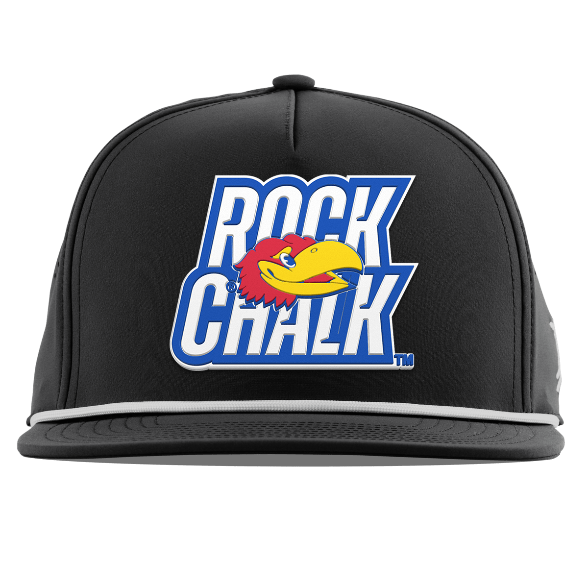 University of Kansas "Kansas Rock Chalk Block" Flat 5 Panel Rope Black