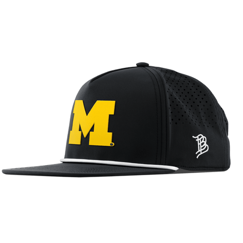 University of Michigan "Michigan Gold Block" Flat 5 Panel Rope Black