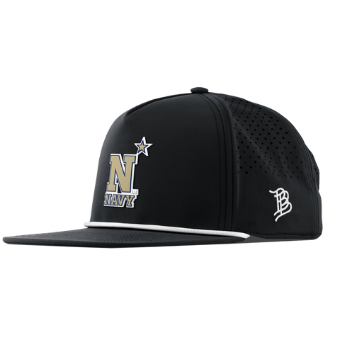 United States Naval Academy "Naval Academy Team Logo Gold" Flat 5 Panel Rope Black