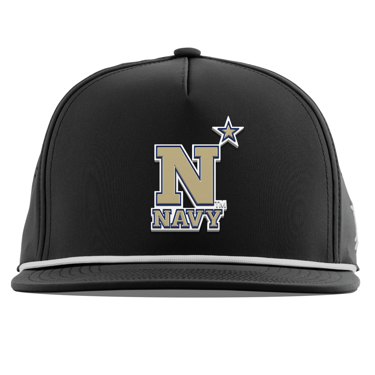 United States Naval Academy "Naval Academy Team Logo Gold" Flat 5 Panel Rope Black