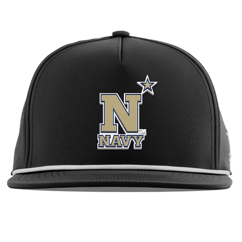 United States Naval Academy "Naval Academy Team Logo Gold" Flat 5 Panel Rope Black