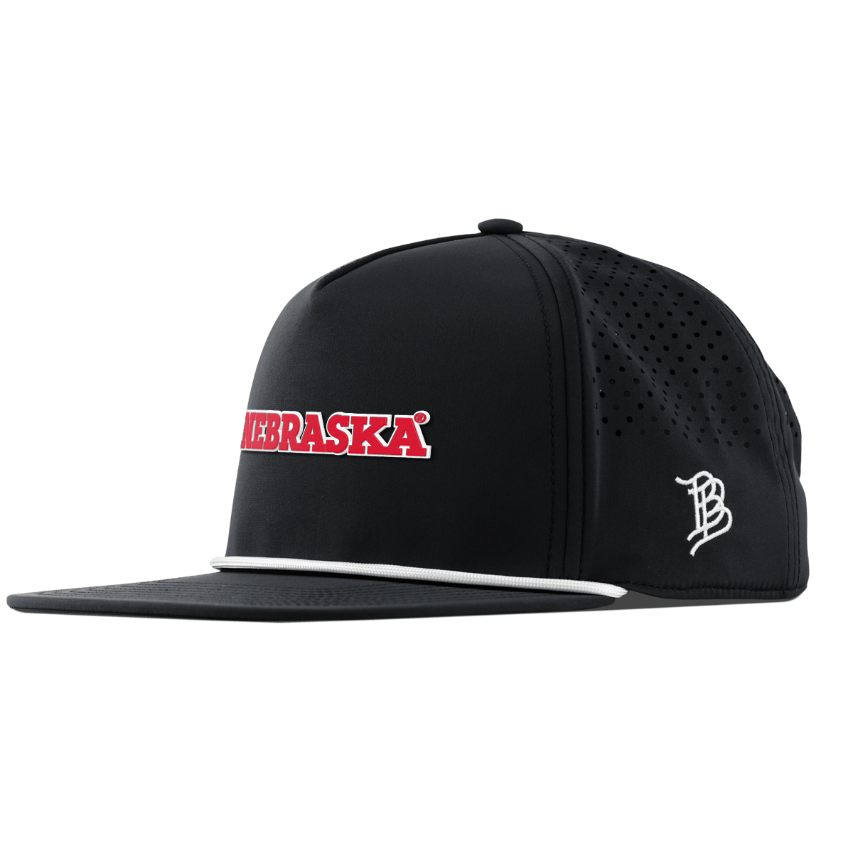 University of Nebraska "Nebraska Block" Flat 5 Panel Rope Black