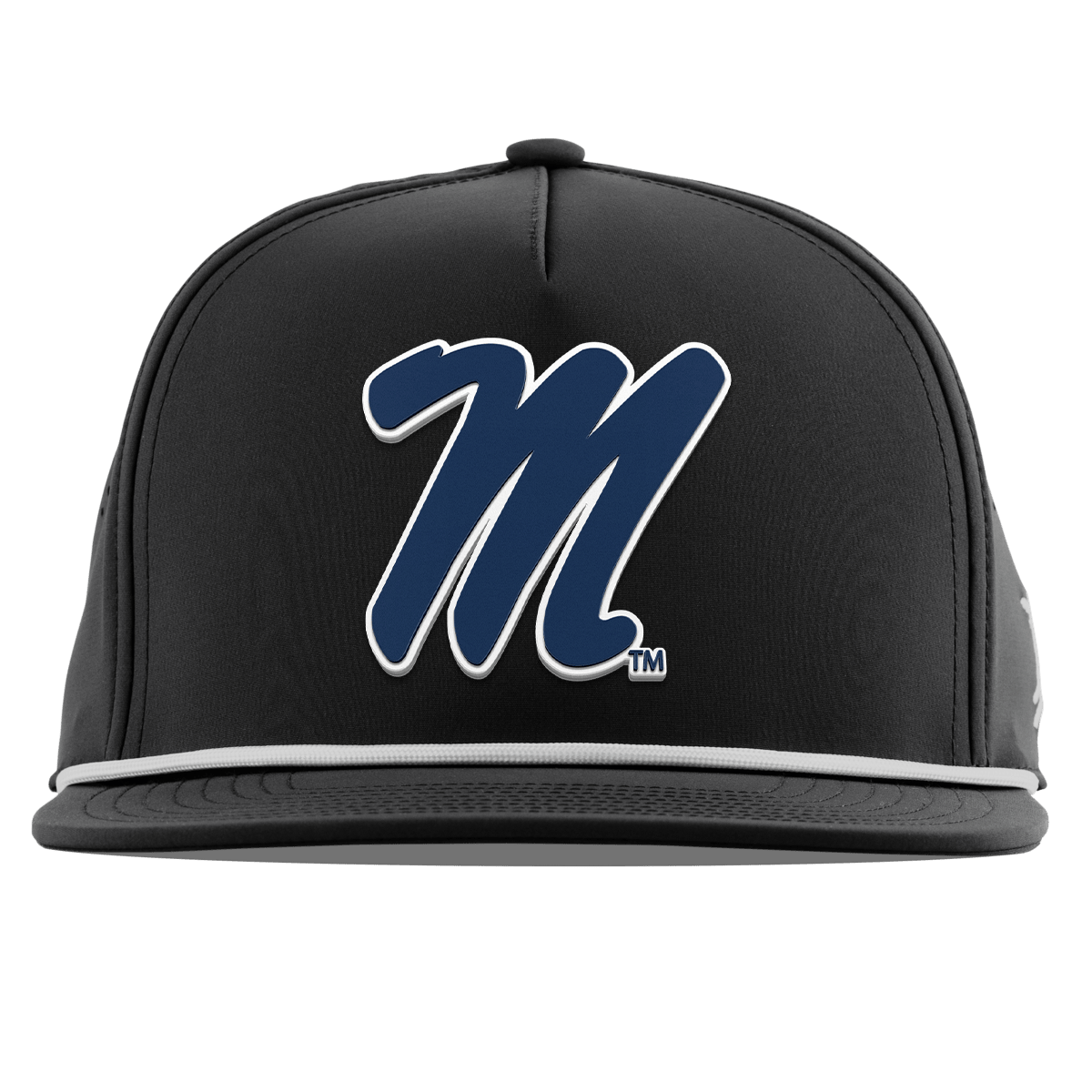 University of Mississippi "Ole Miss Block M Navy" Flat 5 Panel Rope Black