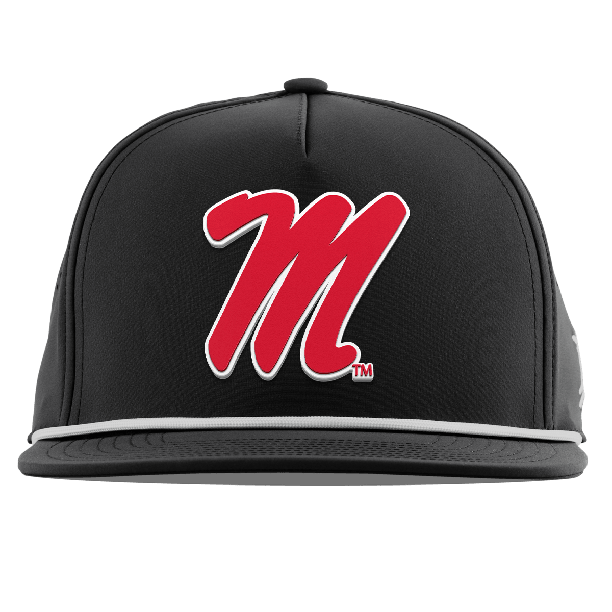 University of Mississippi "Ole Miss Block M Red" Flat 5 Panel Rope Black