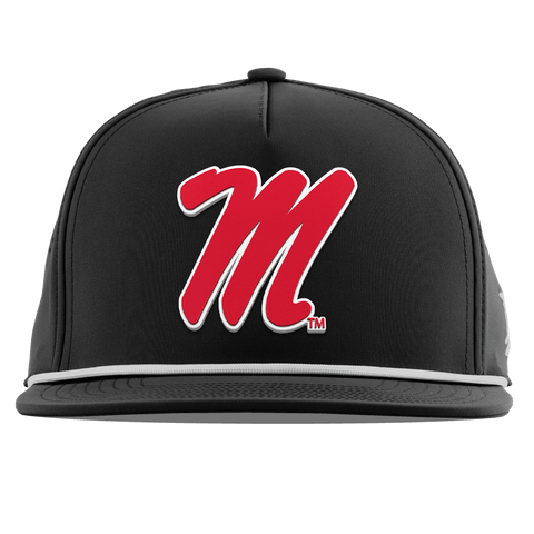 University of Mississippi "Ole Miss Block M Red" Flat 5 Panel Rope Black