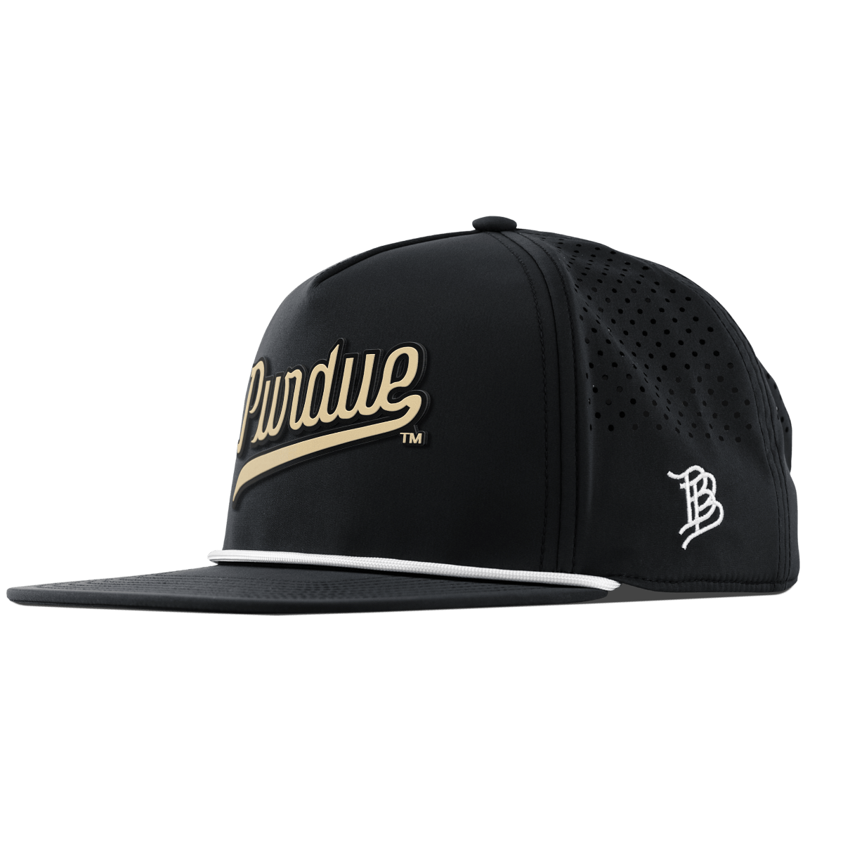 Purdue University "Purdue Script Gold" Flat 5 Panel Rope Black