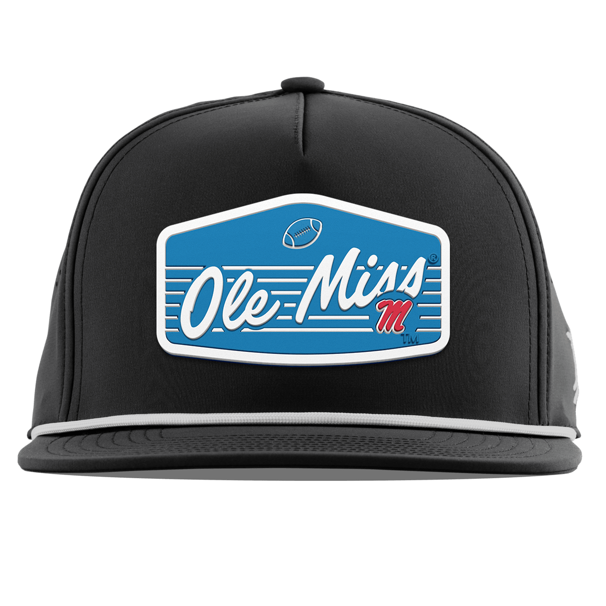 University of Mississippi "Rebel Football" Flat 5 Panel Rope Black
