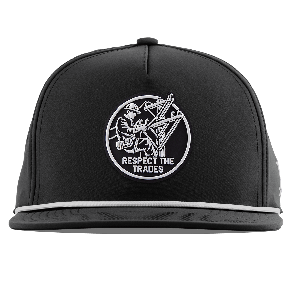 Respect The Trades Lineman Flat 5 Panel Rope Black