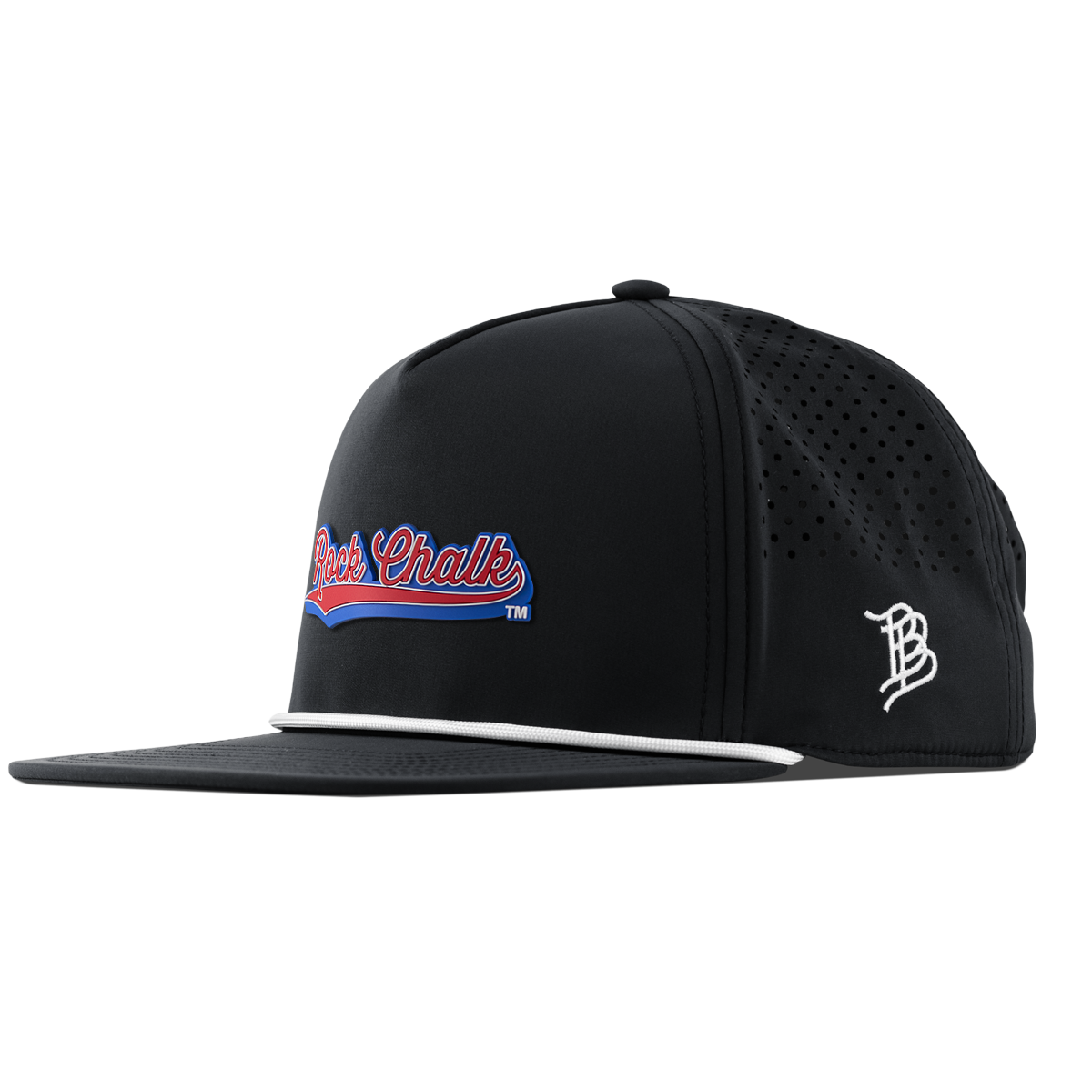 University of Kansas "KU Rock Chalk Red and Blue Script" Flat 5 Panel Rope Black
