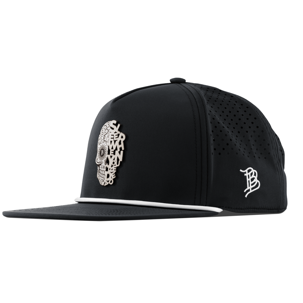 Sleep When You're Dead Skull Flat 5 Panel Rope Black