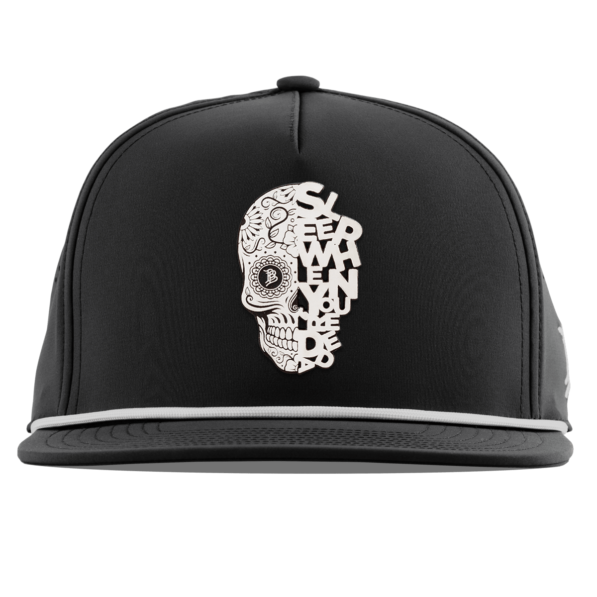 Sleep When You're Dead Skull Flat 5 Panel Rope Black
