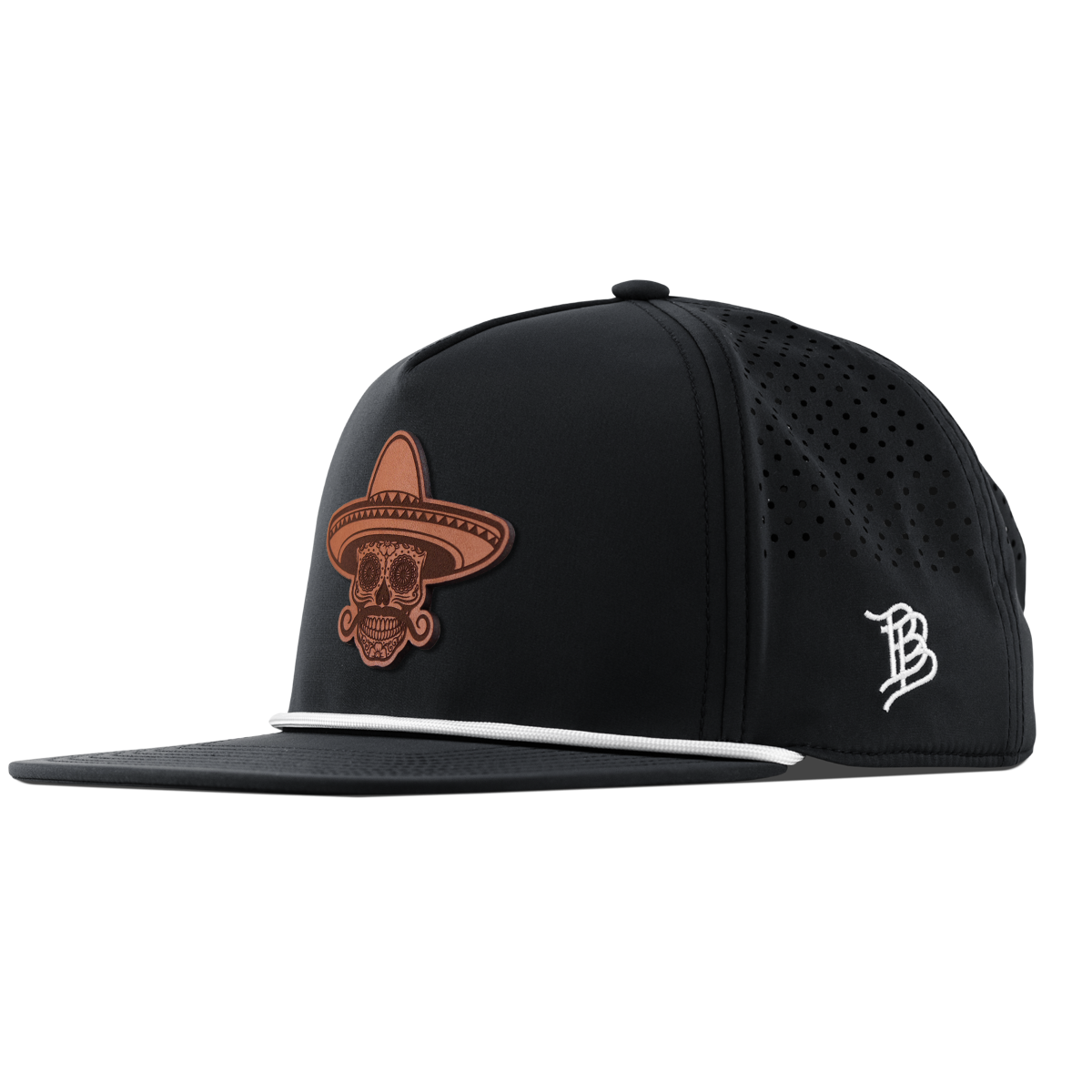 Sombrero Skull Flat 5 Panel Rope Black