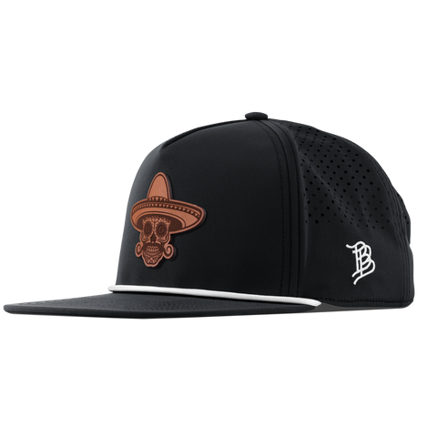 Sombrero Skull Flat 5 Panel Rope Black