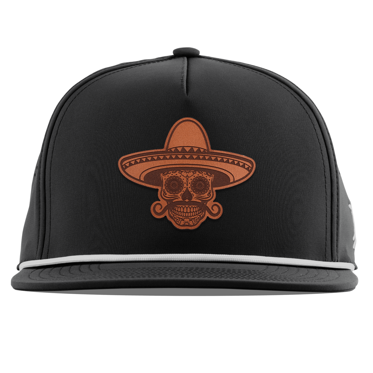 Sombrero Skull Flat 5 Panel Rope Black