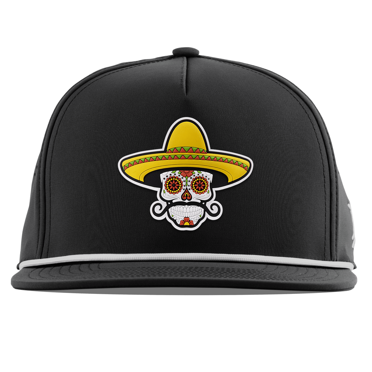 Sombrero Skull PVC Flat 5 Panel Rope Black