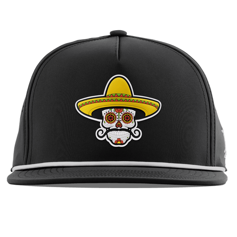 Sombrero Skull PVC Flat 5 Panel Rope Black