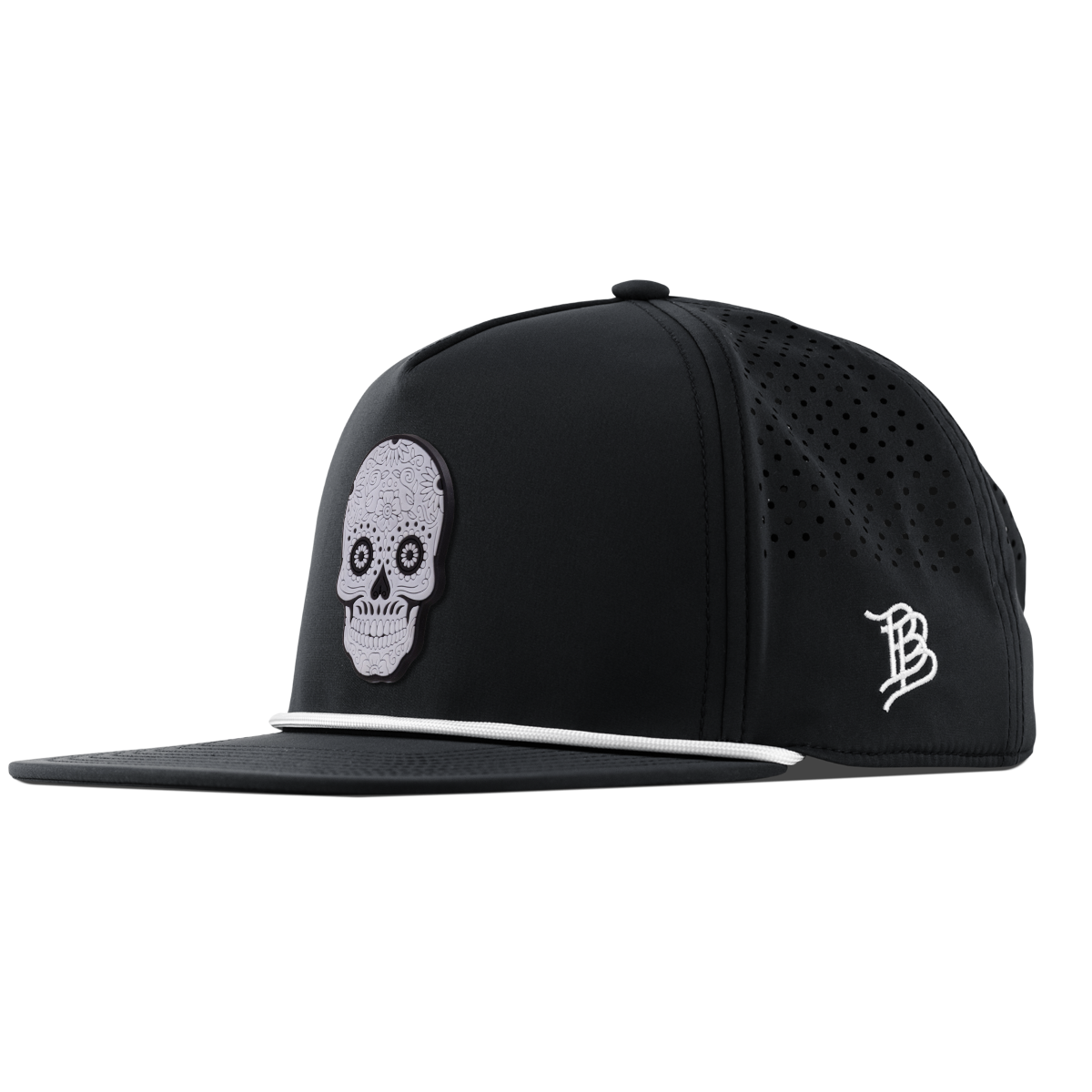 Sugar Skull PVC Flat 5 Panel Rope Black