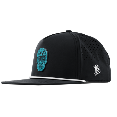 Turquoise Skull PVC Flat 5 Panel Rope Black