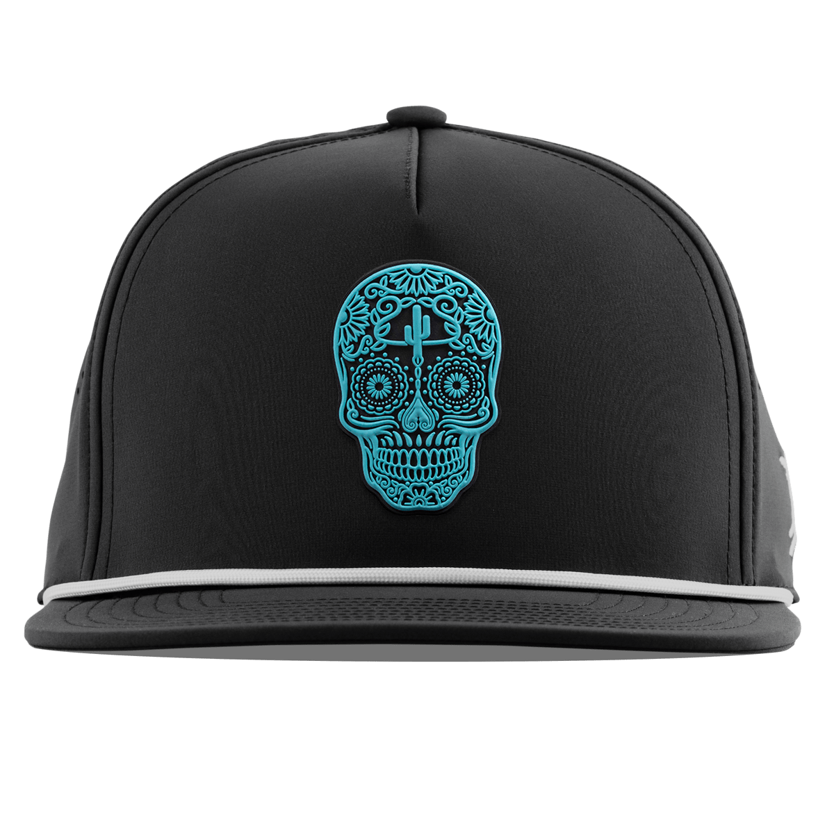 Turquoise Skull PVC Flat 5 Panel Rope Black