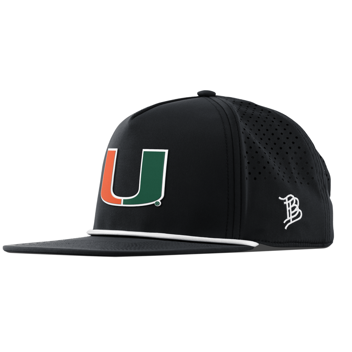University of Miami "Miami Team Logo" Flat 5 Panel Rope Black