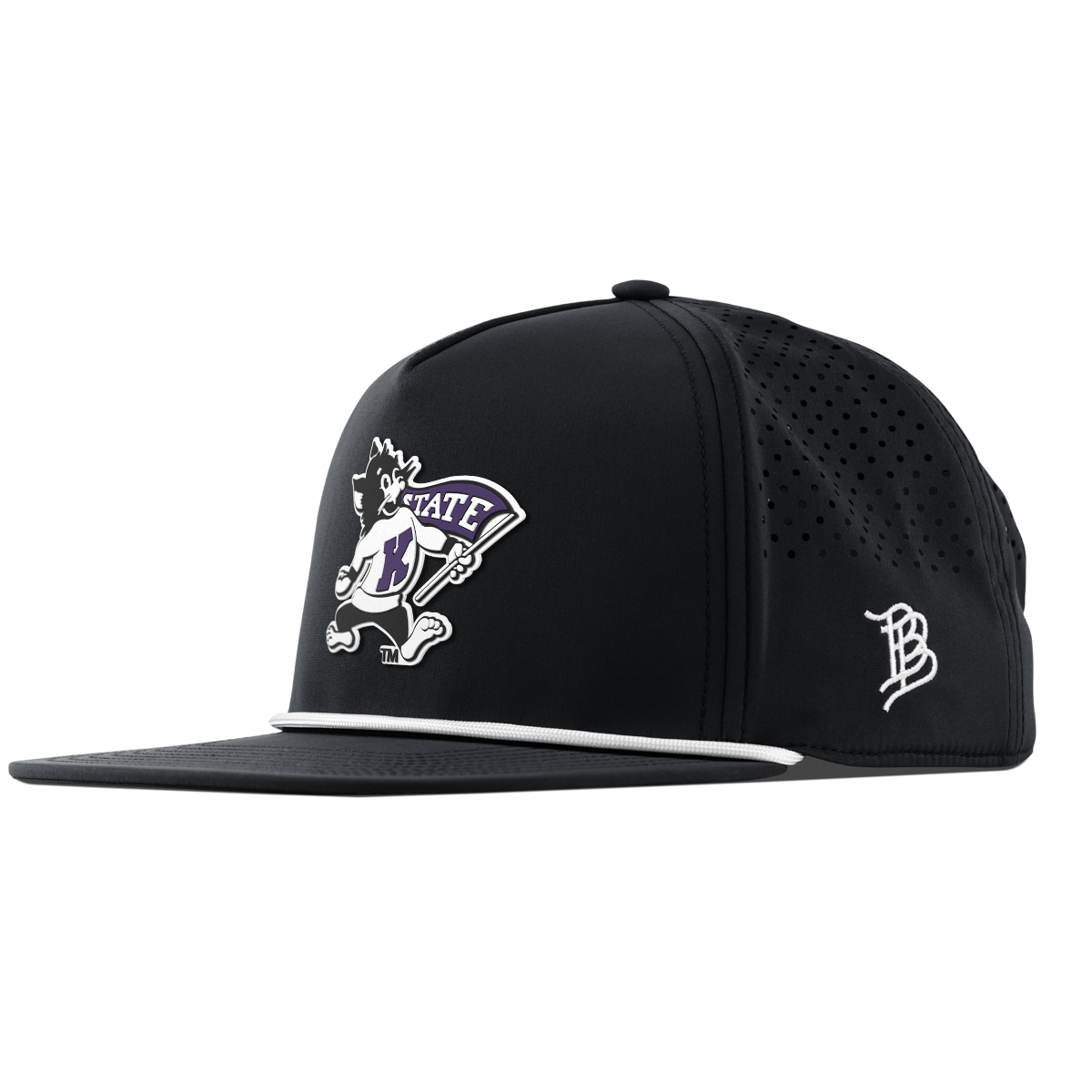 Kansas State University "Vintage Kansas State Wildcat" Flat 5 Panel Rope Black