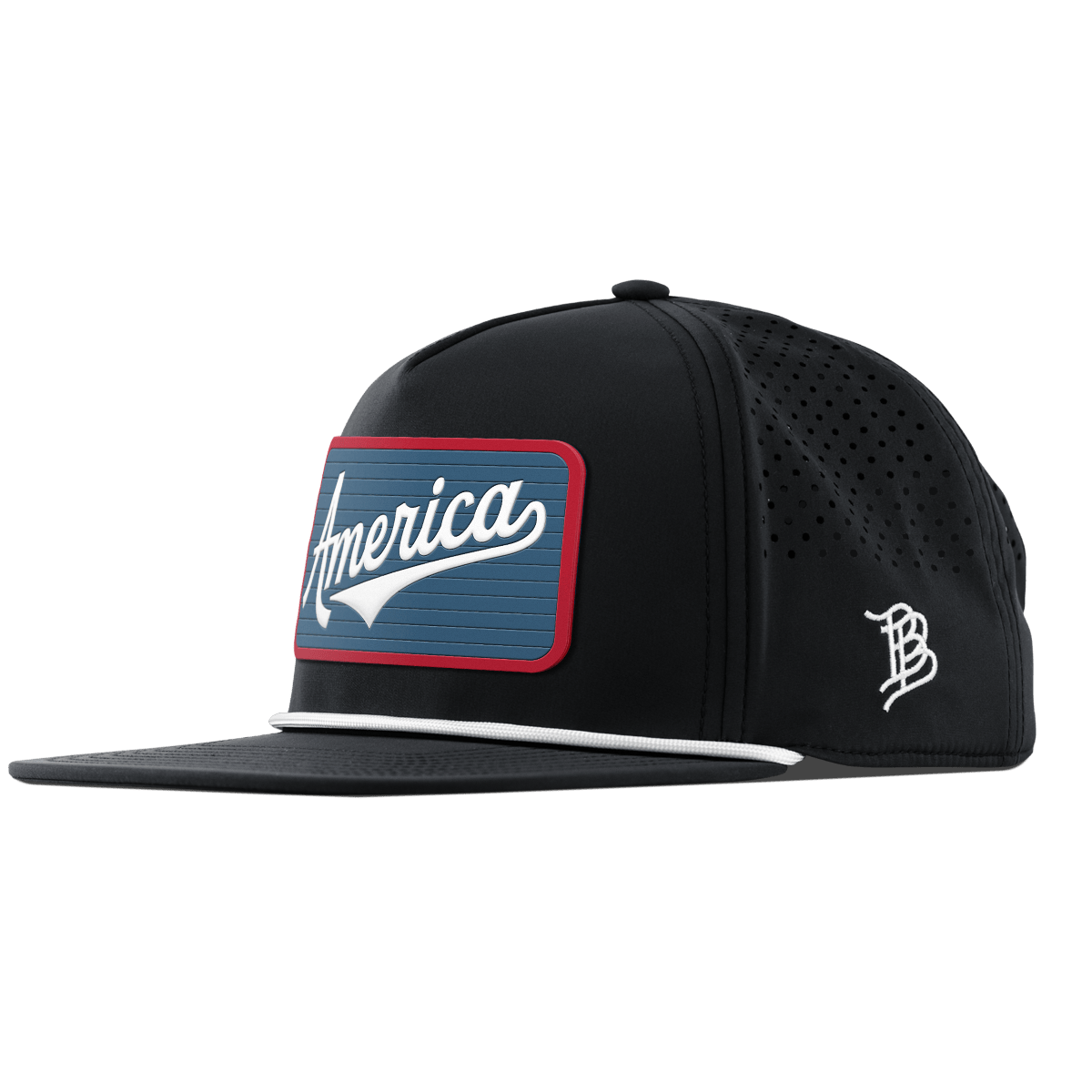 XL USA America Badge Flat 5 Panel Rope Black